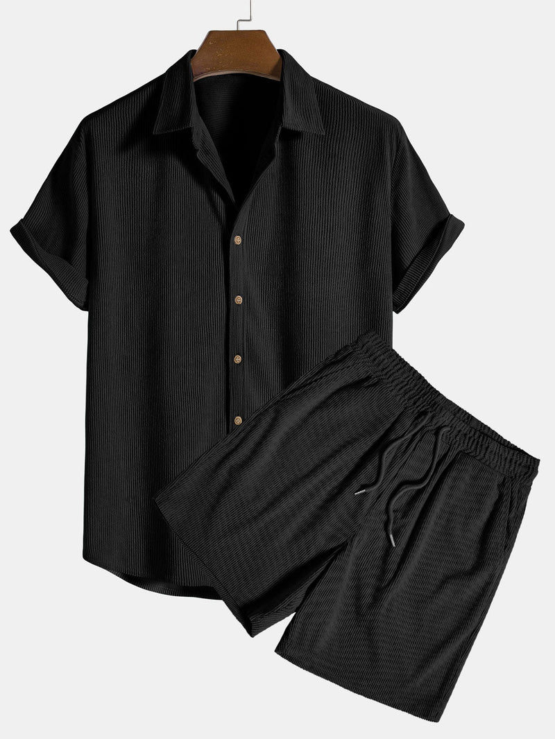Homme | Ensemble Été Chemise et Short en Polyester-2