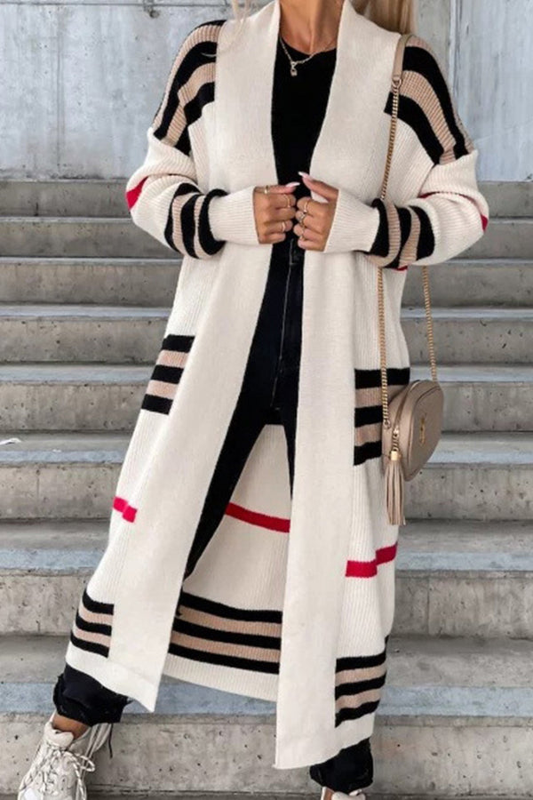 Selma | Gilet Long Ouvert Femme Élégant Noir-1