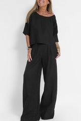 Variant image for Ensemble Tailleur Femme Coton-Lin Chic Pantalon Large-9