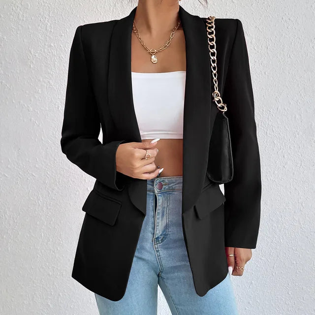 Nienke | Blazer Élégant Noir Femme-1