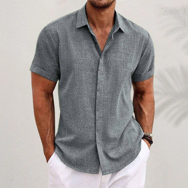 Gabriel | Chemise en Coton et Lin à Manches Courtes