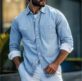 Chemise en Jean Homme 100% Coton Classique à Manches Longues-4