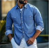 Variant image for Chemise en Jean Homme 100% Coton Classique à Manches Longues-1