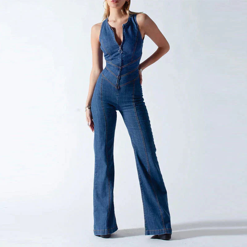 Variant image for Combinaison Femme Jean Chic Dos Nu en Forme de Cœur-1