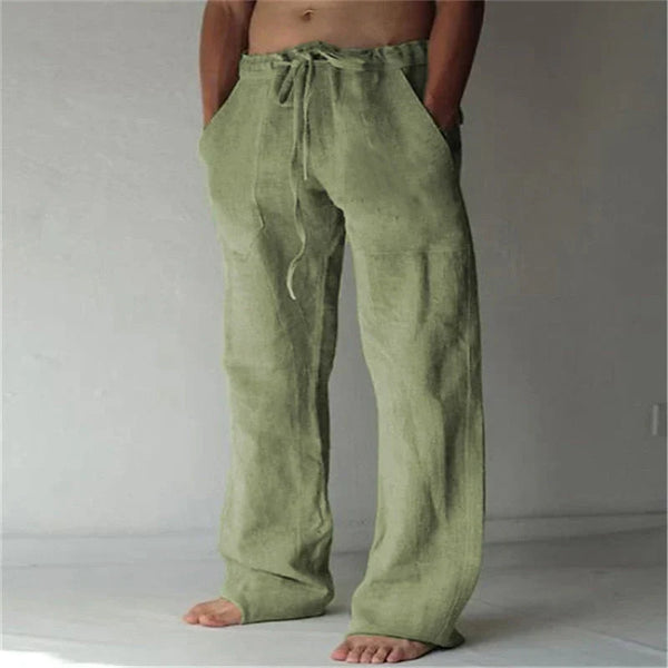 Pantalon Lin Homme Baggy Confortable et Aéré-2