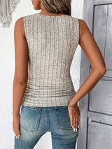 Débardeur Côtelé Femme en Coton Été-3