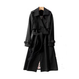 Trench Long Femme Tissu Durable à Double Bouton-3
